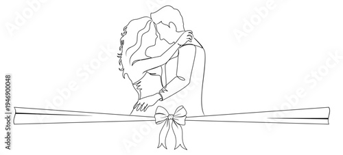 Line art style of a wedding couple illustration 1.eps
