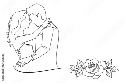 Line art style of a wedding couple illustration.eps