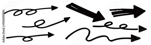 使いやすい手描き矢印デザイン素材・黒