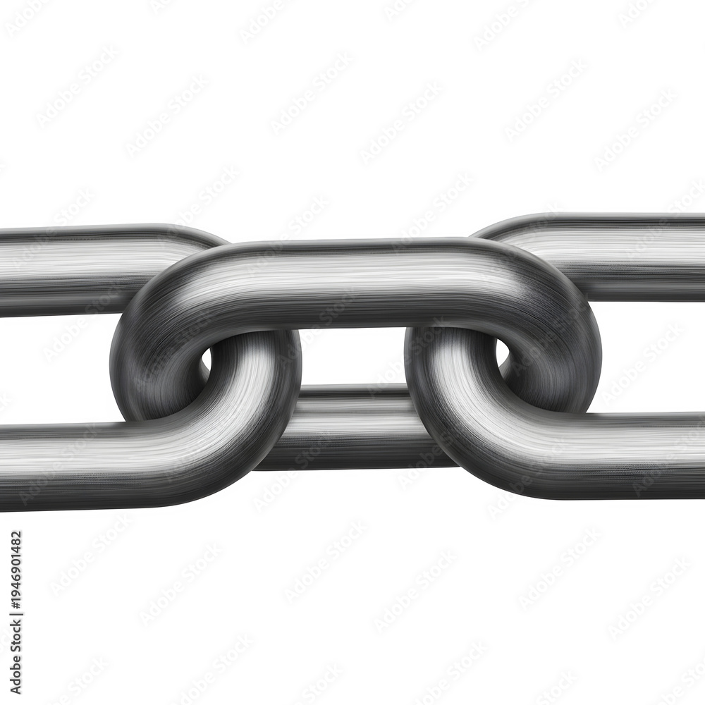 Obraz premium A close-up view of a metallic chain link on a isolated background