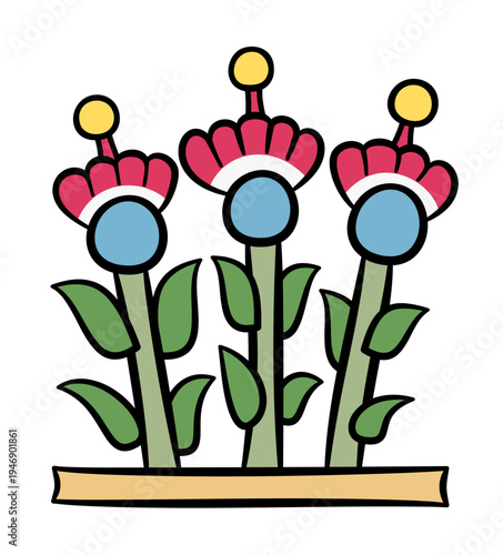 Aztec glyph of Tlacopan meaning Place on the Rods. Tepanec city-state, part of Triple Alliance of Aztec Empire on western shore of Lake Texcoco. Present-day neighborhood of Tacuba, Mexico City. Vector