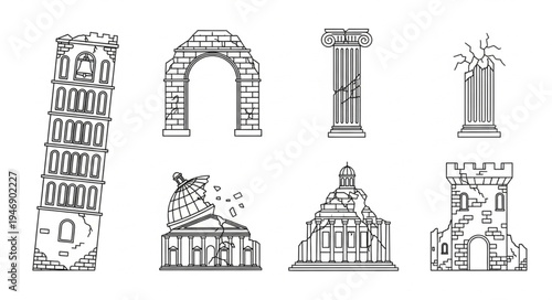 Ancient Architectural Ruins - A Collection of Historical Landmarks.