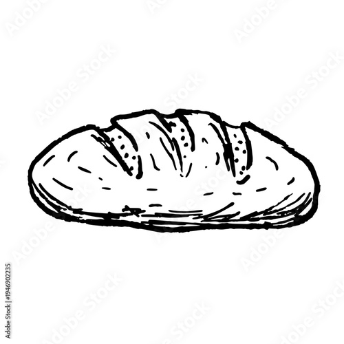 Bread ink doodle, hand drawn bakery loaf illustration, food whimsical brushstroke set. Organic grain product, wheat dough bun vintage art, rustic pastry. Healthy breakfast, homemade bread doodle