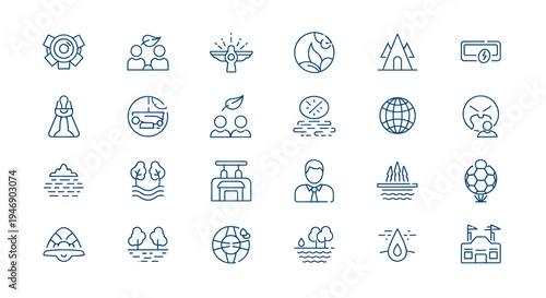Set of linear vector icons and symbols