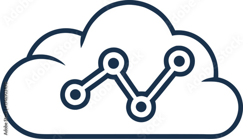Cloud Computing Concept Vector Logo – Modern Cloud Technology, Data Storage and Network Symbol