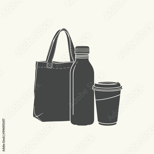 A collection of reusable essentials for an eco-conscious lifestyle, promoting sustainable choices and waste reduction in daily routines