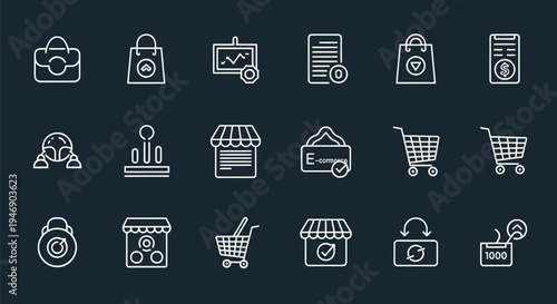 Shopping icons on dark background
