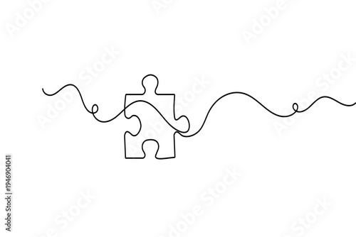 Minimalist puzzle icon one line art style isolated vector graphic for web and print