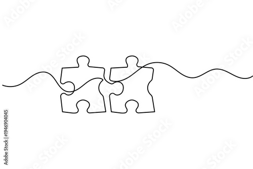 Minimalist puzzle icon one line art style isolated vector graphic for web and print