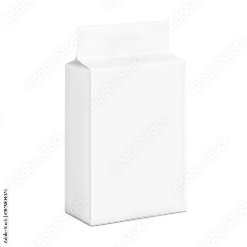 Vacuum brick pack bag mockup for food, coffee, cat litter and etc. Vector illustration isolated on white background.  Easy to use for presentation your product, idea, promo, design. EPS10.