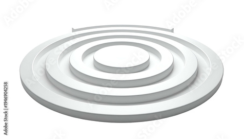 A circular white tiered stage or podium, isolated against a black background