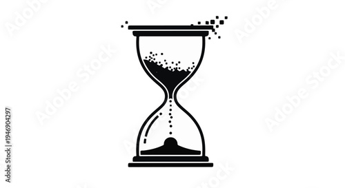 black hourglass timer with sand flowing