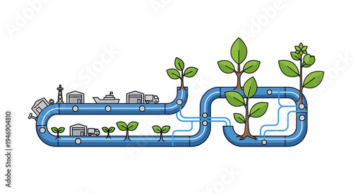 Sustainable Urban Growth and Green Infrastructure Illustration. Vector Illustrations. EPS Editable