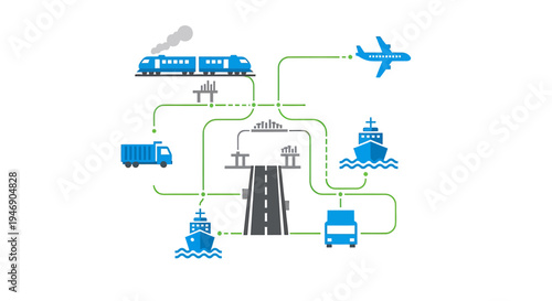Transportation Infrastructure and Connectivity Illustration for Travel and Logistics. Vector Illustrations. EPS Editable