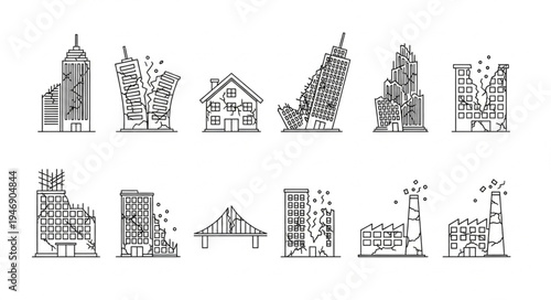 Collection of Earthquake Damaged Buildings and Infrastructure Sketches.