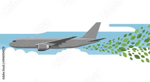 Airplane Emission Pollution and Environmental Impact Illustration. Vector Illustrations. EPS Editable