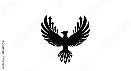 black silhouette bird flying wings spread