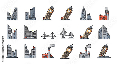 Post-Apocalyptic Cityscape - A Collection of Ruined Landmarks and Buildings.