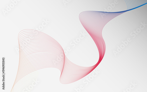 カラフルなグラデーションラインが流れる抽象ウェーブデザイン、ビジネスやテクノロジー背景に使えるミニマルな未来デザイン素材