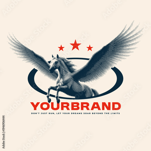 horse flying with wings streetwear design