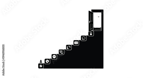 staircase leading to open door black and white