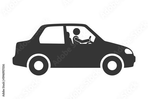 車を運転する人物のシルエットアイコン