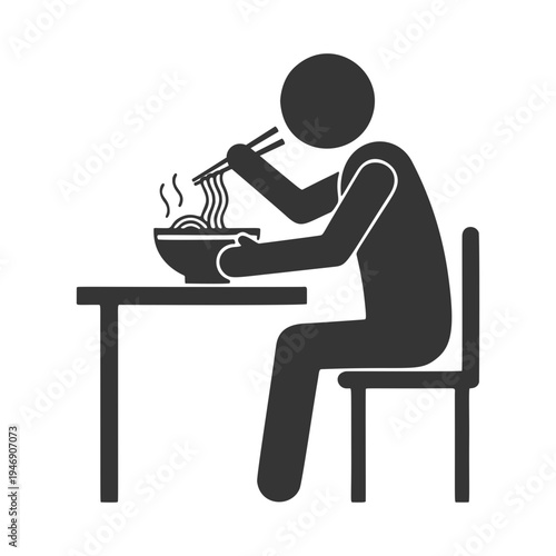 ラーメンを食べる人物のシルエットアイコン