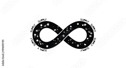 infinity symbol with supply and demand text illustration