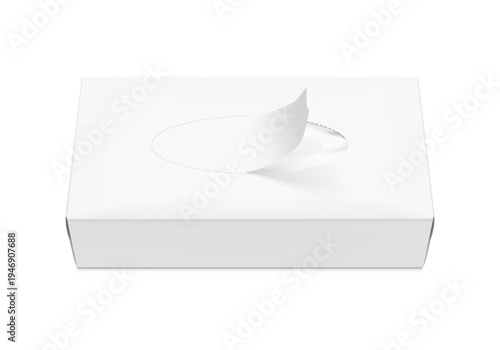 Realistic open tissue box mockup. Vector illustration isolated on white background. Can be use for template your design, presentation, promo, ad. EPS10.