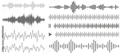 Audio sound wave waveform music pulse equalizer elements collection