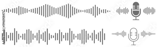 Audio sound wave waveform music pulse equalizer elements collection