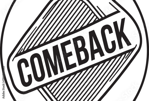 Retro Style "Comeback" Vintage Stamp Illustration
