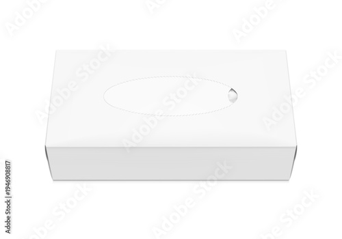 Realistic closed tissue box mockup. Vector illustration isolated on white background. Can be use for template your design, presentation, promo, ad. EPS10.