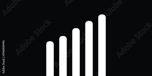 A simple white bar chart on a black background with increasing bar heights