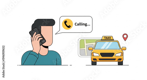 Man Calling Yellow Taxi Cab.