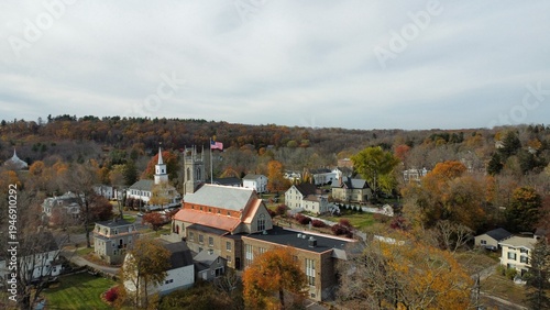 Φωτογραφία Aerial View of Downtown Newtown, CT