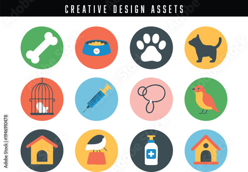 Colorful pixel art design assets for creative projects