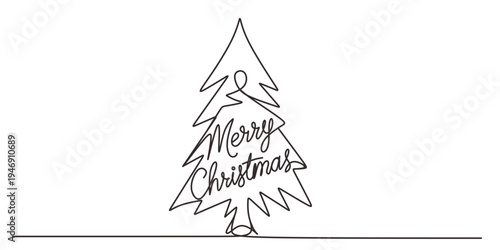 christmas tree symbol illustration with words merry christmas