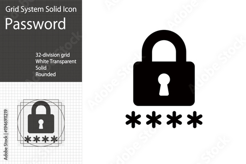 Password-protected privacy icon, padlock and password icon
