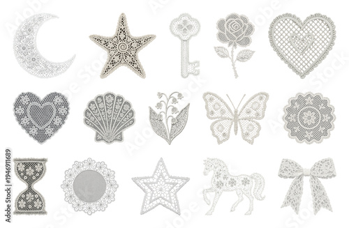 PNG Intricate lace designs collection, transparent background