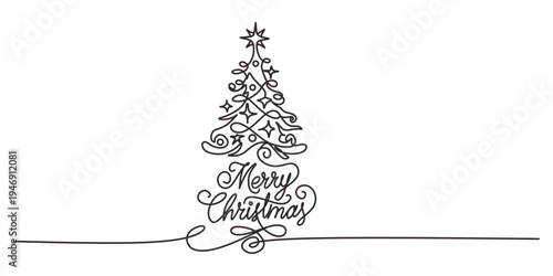 christmas tree symbol illustration with words merry christmas