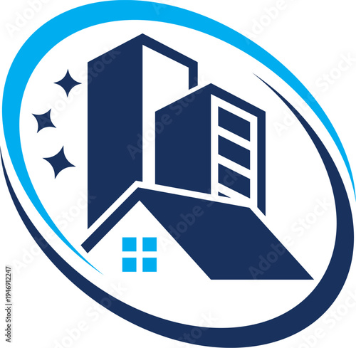 Modern Building Inside Circle Real Estate Logo