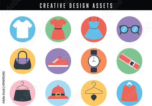 Colorful pixel art icons of everyday objects and accessories