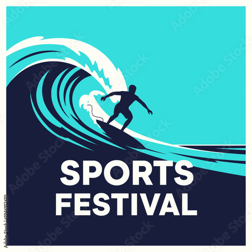 Dynamic Surfing Scene Depicting a Sports Festival, Perfect for Marketing Campaigns and Events