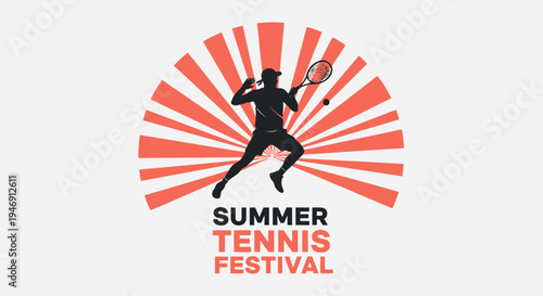Dynamic Summer Tennis Festival: Energetic Athlete In Action Symbolizing Competition And Fun