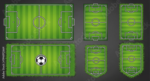Various Soccer Field Layouts and Designs for Sports and Recreation.