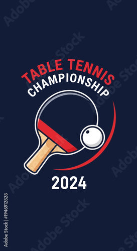 Dynamic Table Tennis Championship Logo Design Featuring Paddles, Balls, and Year 2024