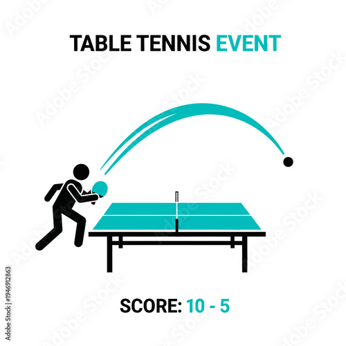 Dynamic Table Tennis Competition Illustration Depicting Intense Gameplay and Event Atmosphere