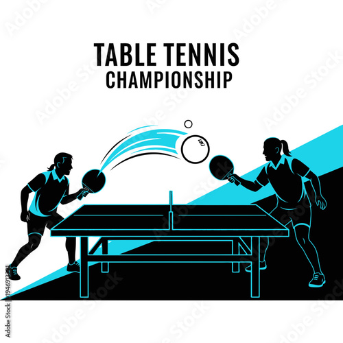 Dynamic Table Tennis Tournament Depicting Competitive Play and Athleticism, Championship Event