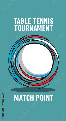Dynamic Table Tennis Tournament Announcement with Spiraling Design and Match Point Focus